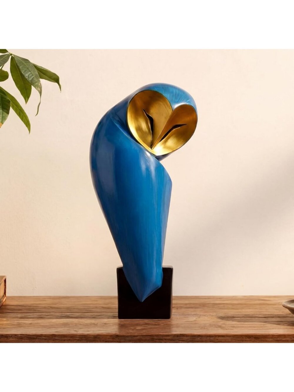Mid Century Modern Owl Statue - Handmade Resin Bird Decor for Home & Office
